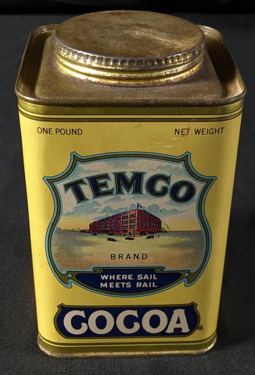 1# TIN LITHO CAN TEMCO COCOA WHERE SAIL MEETS RAIL EIMON MERCANTILE SUPERIOR WISCONSIN