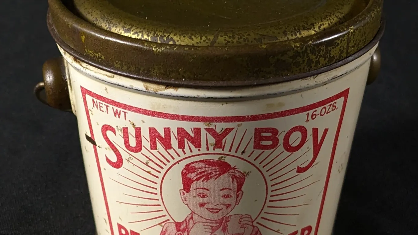 1# TIN LITHO CAN SUNNY BOY PEANUT BUTTER BRUNDAGE BROTHERS TOLEDO OHIO