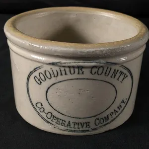 2# RED WING STONEWARE ADVERTISING BUTTER CROCK GOODHUE COUNTY CO-OPERATIVE MINNESOTA