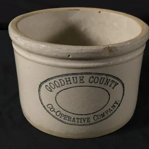 5# RED WING STONEWARE ADVERTIING BUTTER CROCK GOODHUE COUNTY CO-OPERATIVE MINNESOTA