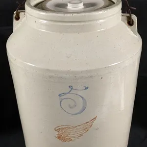 RED WING STONEWARE 5 GAL PACKING JAR CROCK WITH ORIGINAL COVER