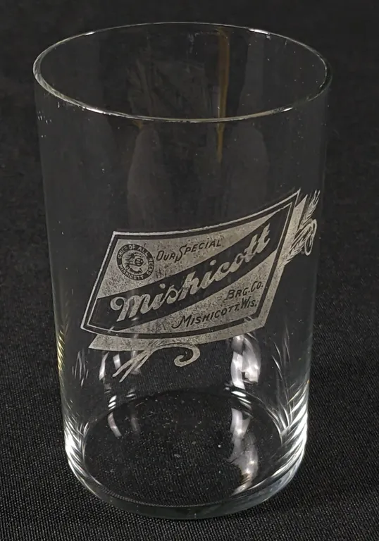 PRE PROHIBITION OUR SPECIAL BEER MISHICOTT WISCONSIN ETCHED DRINKING GLASS