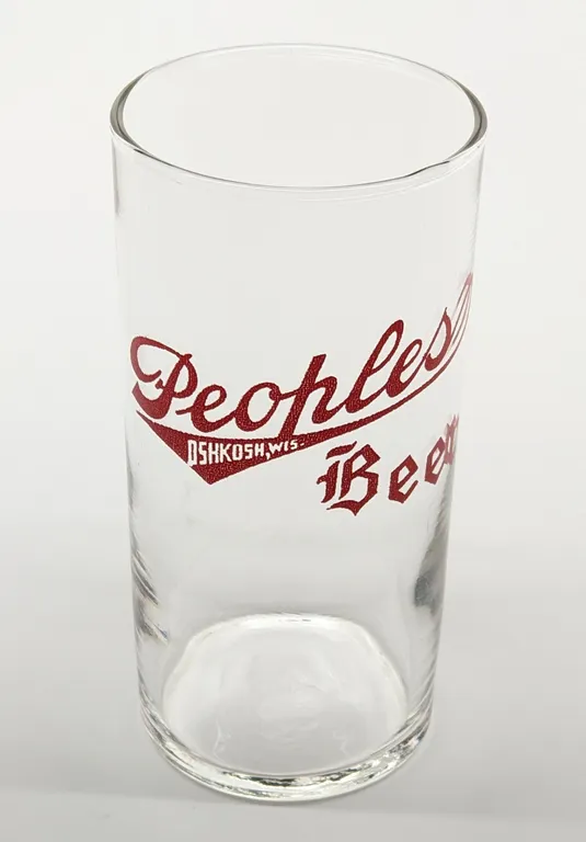 PEOPLES BEER OSHKOSH WISCONSIN DRINKING GLASS