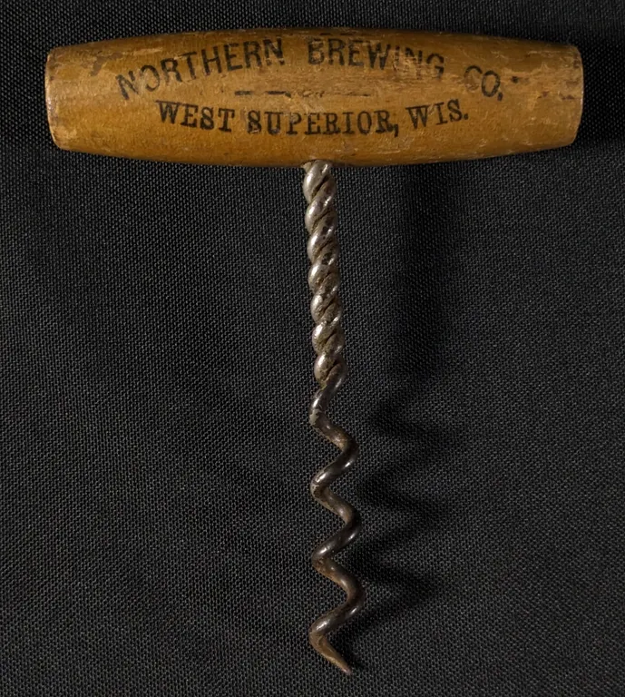 PRE PROHIBITION CORK TOP BOTTLE CORKSCREW NORTHERN BREWING CO WEST SUPERIOR WISCONSIN