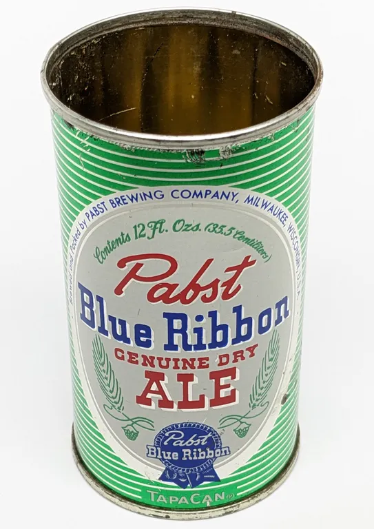 FLAT TOP BEER CAN PABST BLUE RIBBON GENUINE DRY ALE TAPACAN