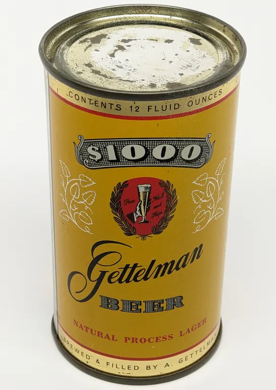 FLAT TOP CAN $1000 GETTELMAN BEER MILWAUKEE WISCONSIN