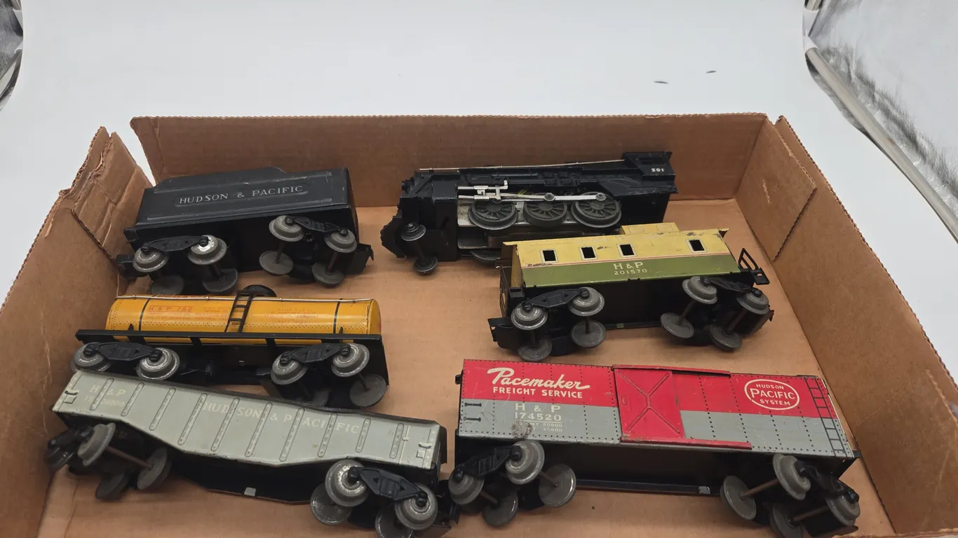 Vintage sakai of Japan, Hudson and Pacific locomotive number 301 train set.