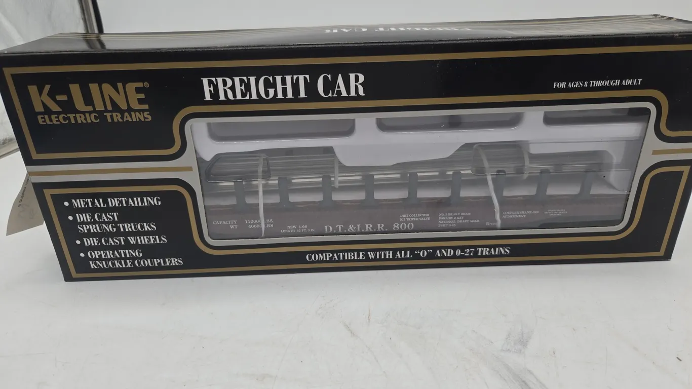Vintage k line d t and I classic flat car with rails new inbox