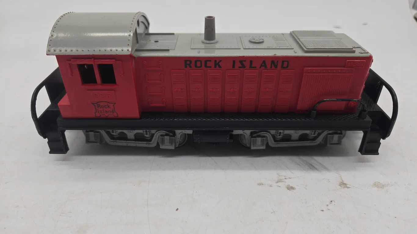 Vintage marxs brand number 1998 rock island diesel electric switcher, locomotive