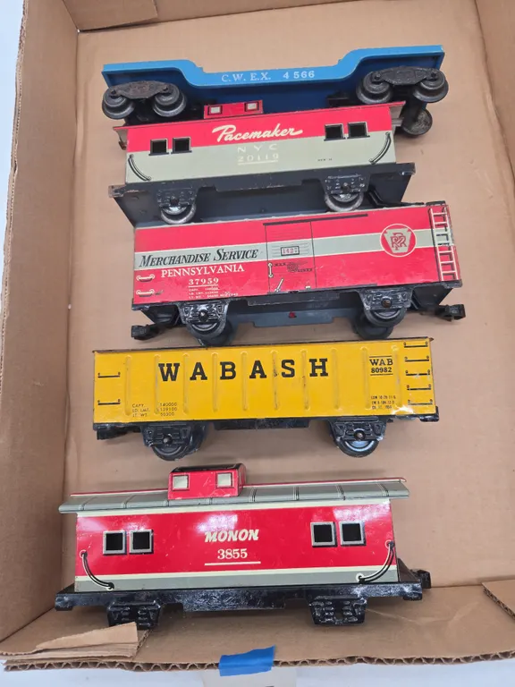 Assorted marxs brand train cars