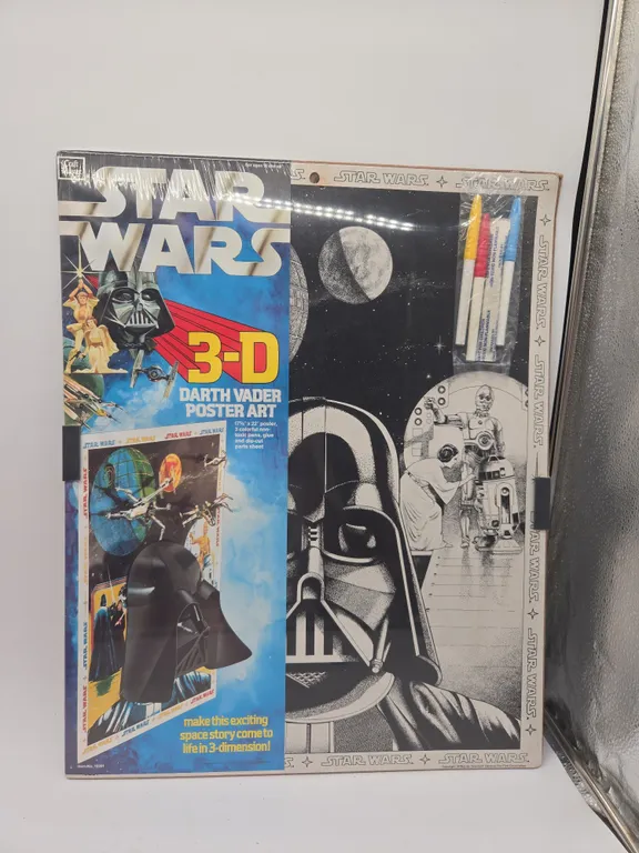 Vintage 1978 Star Wars, 3D Darth Vader poster set new in package.
