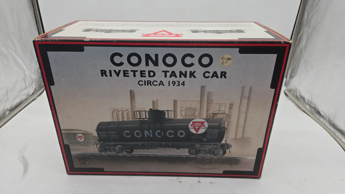 Vintage Conoco riveted tank, car, new inbox.