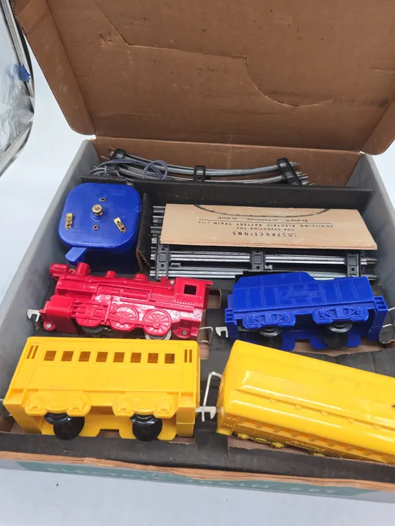 Vintage shilling electric train set in original box