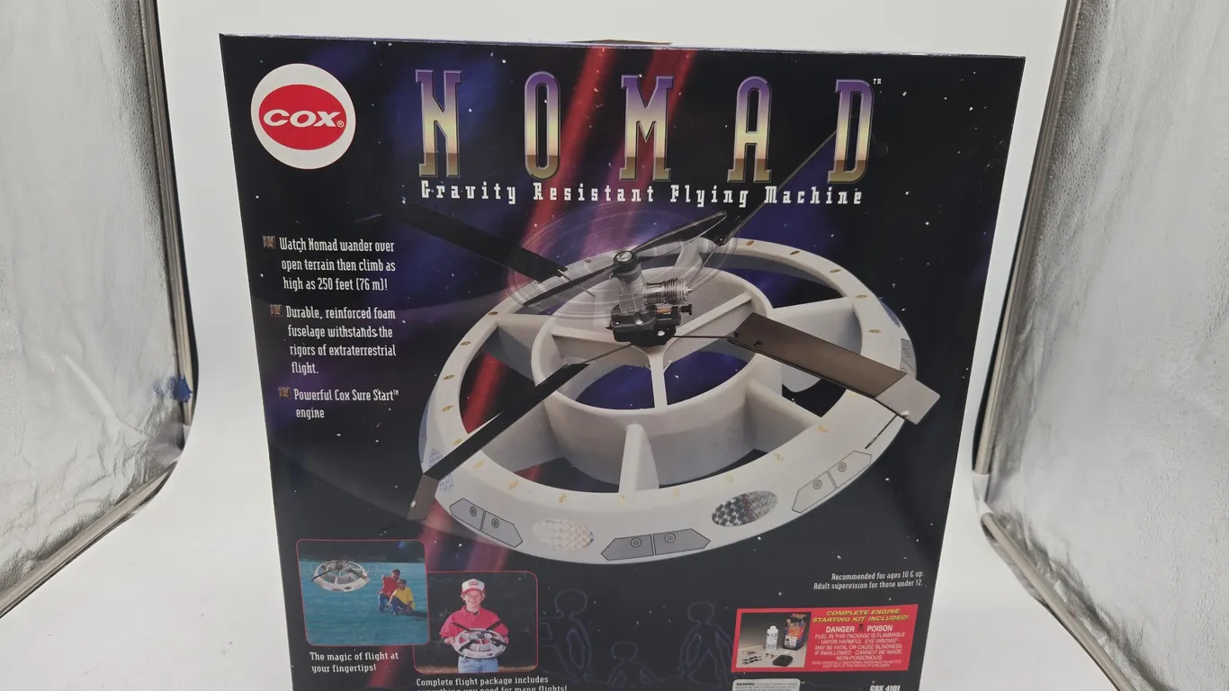 Vintage Cox brand nomad gravity resistant Flying Machine, new inbox.