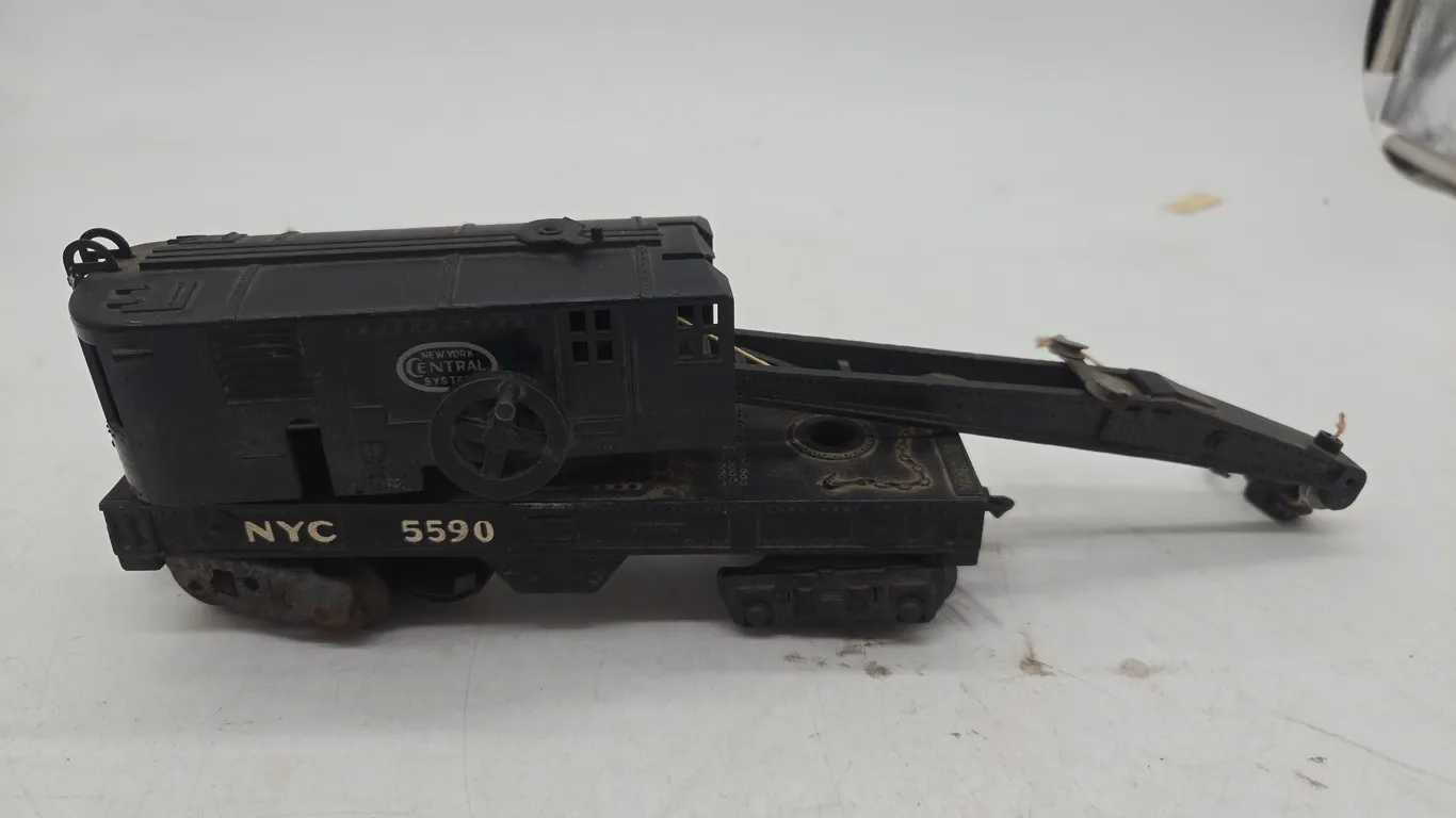 Vintage marxs brand number 5590 new york central operating wrecking crane car