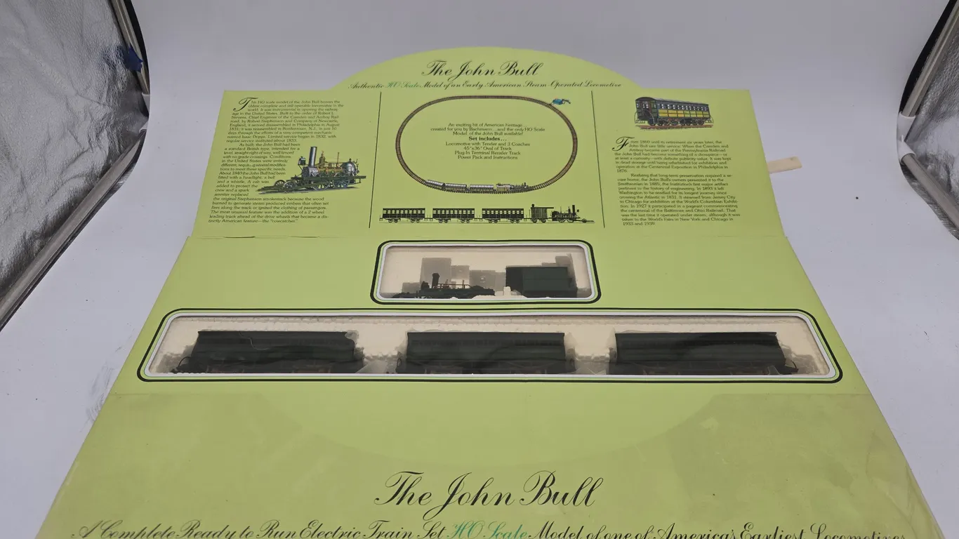 Vintage, bachman the John bull h* scale electric train set new in original box.