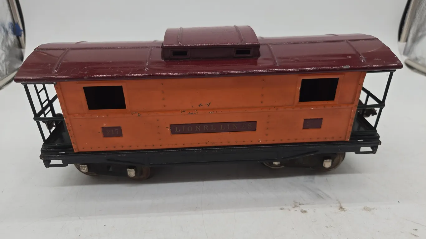 Antique Lionel lines number 217, 0 scale caboose.