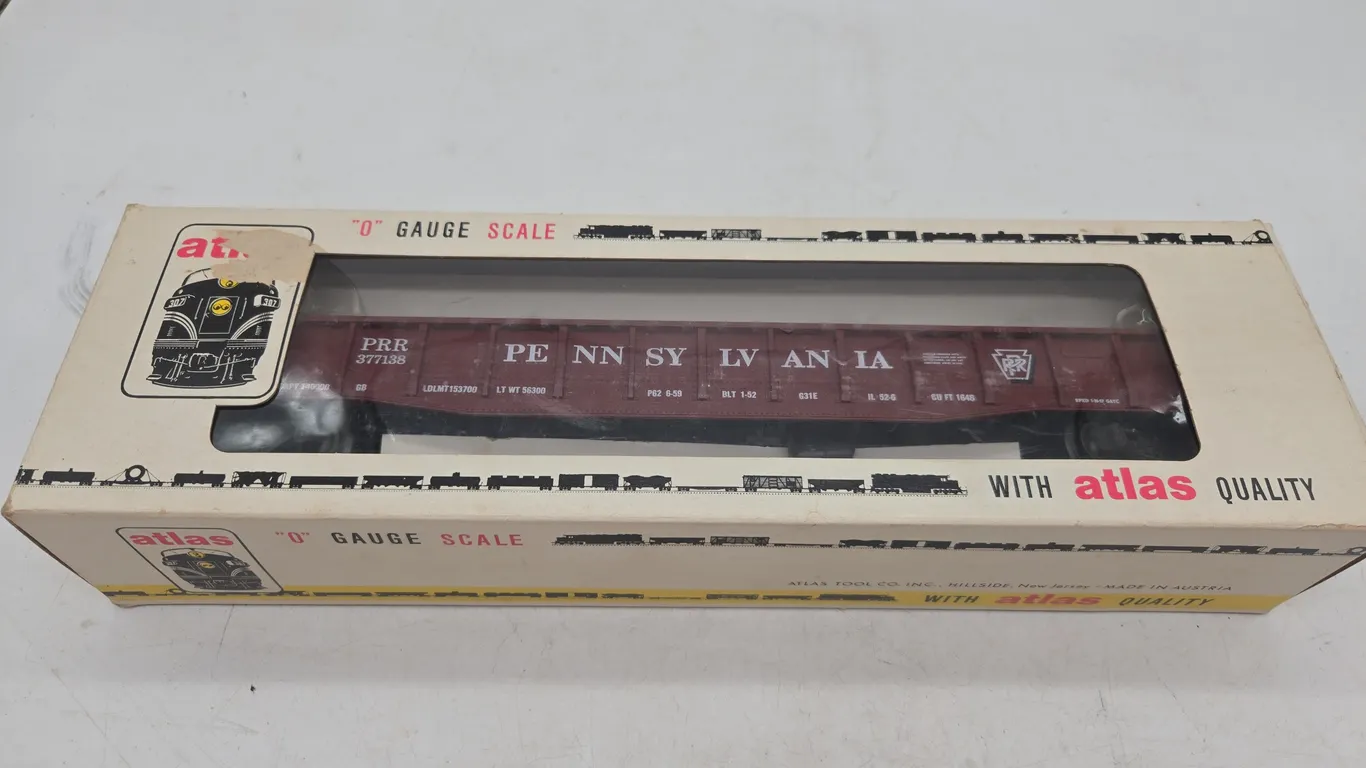 Vintage atlas pennsylvania railroad, fifty foot gondola, car new inbox