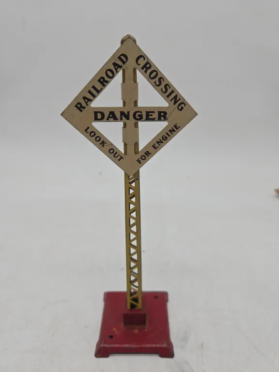 Vintage american flyer railroad crossing signal sign