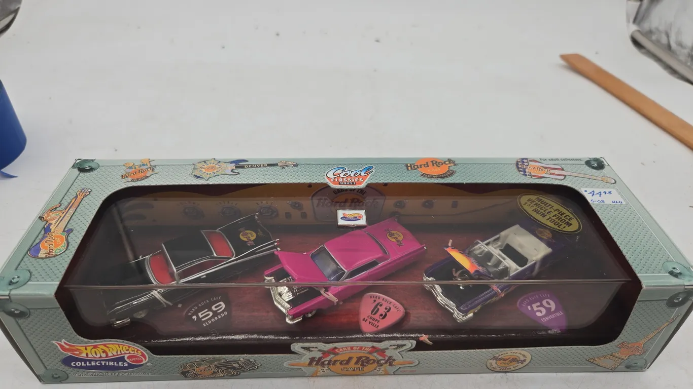 Vintage Hot Wheels cars of the hard Hard Rock Cafe. Cool, classic series 2 diecast car collection. N