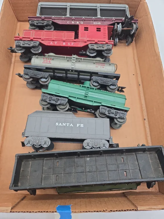 Assorted vintage train cars