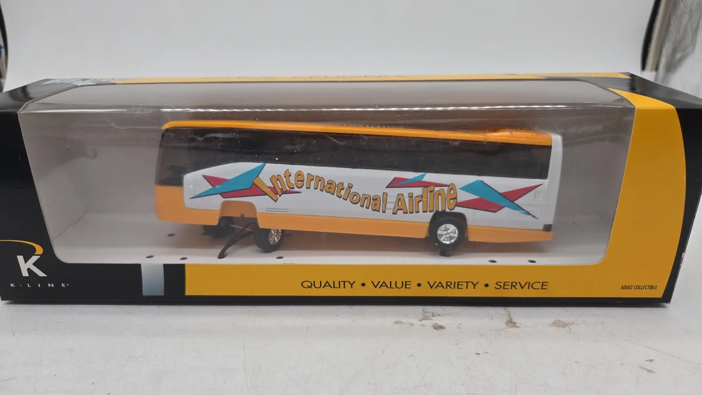 Vintage k line international airlines tour bus, new inbox