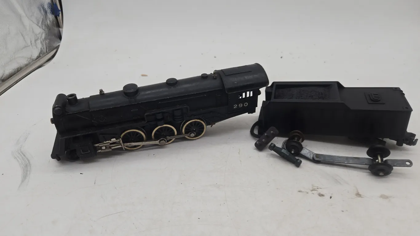 Vintage american flyer, number 290 steam locomotive and tinder