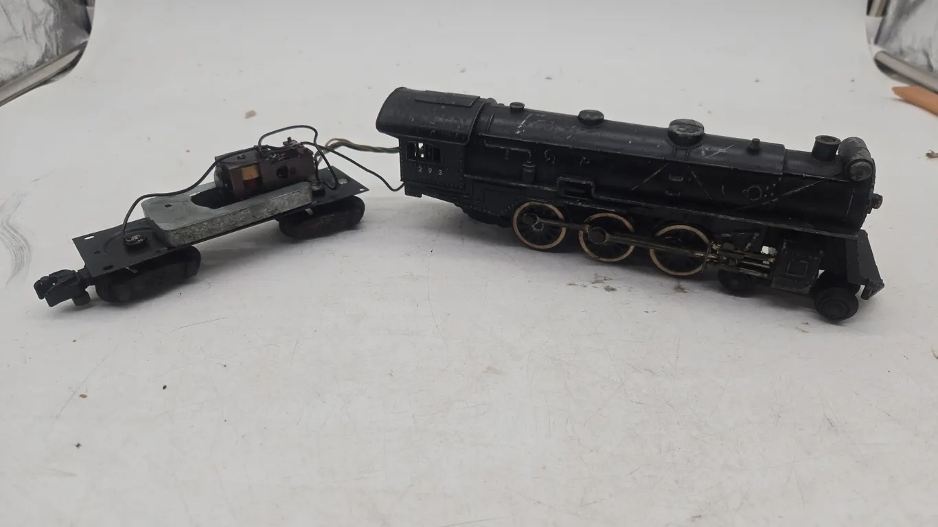 Vintage american flyer, number 293, steam locomotive and tinder