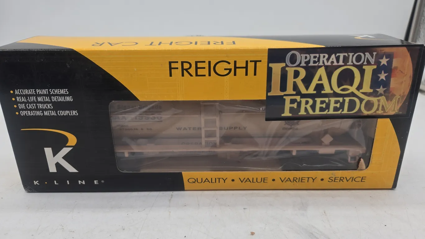 Vintage k line operation, iraqi freedom tank car new inbox