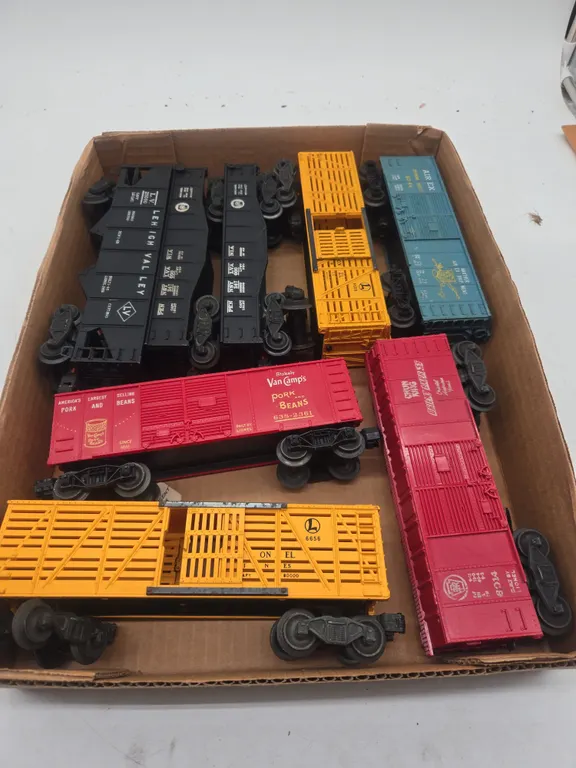 Assorted train cars