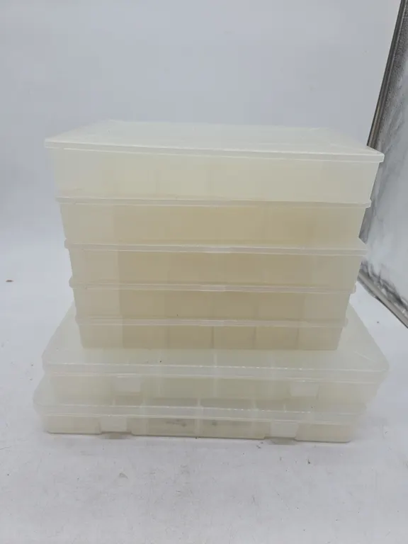 Assorted plastic storage totes