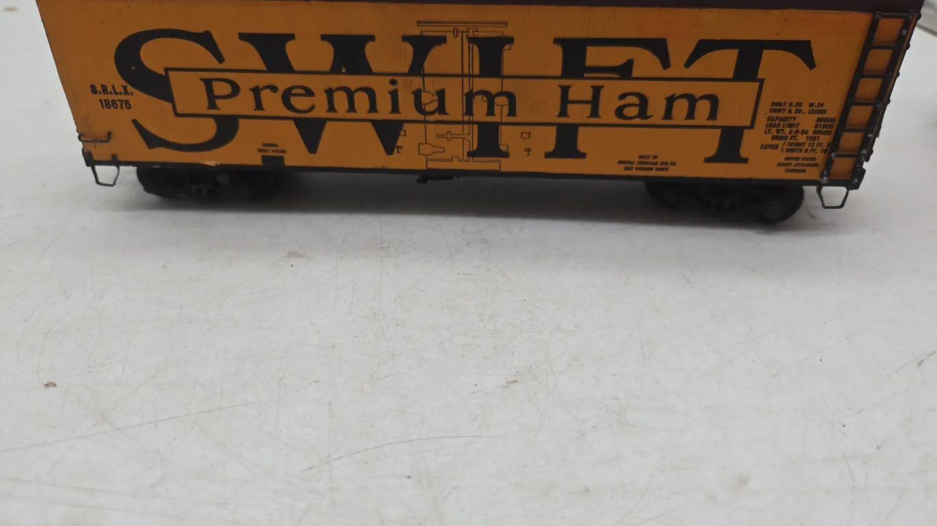 Vintage westbrook, swift premium hams, wooden reefer car