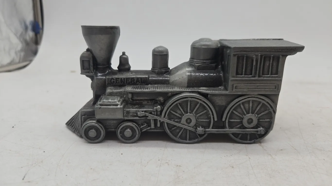 Vintage pewter general train bank