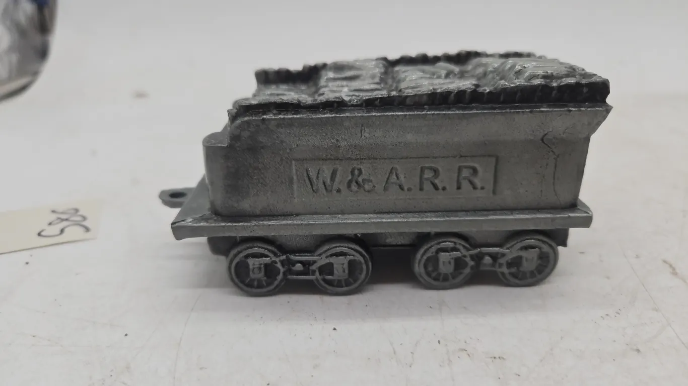 Vintage pewter w and a railroad bank