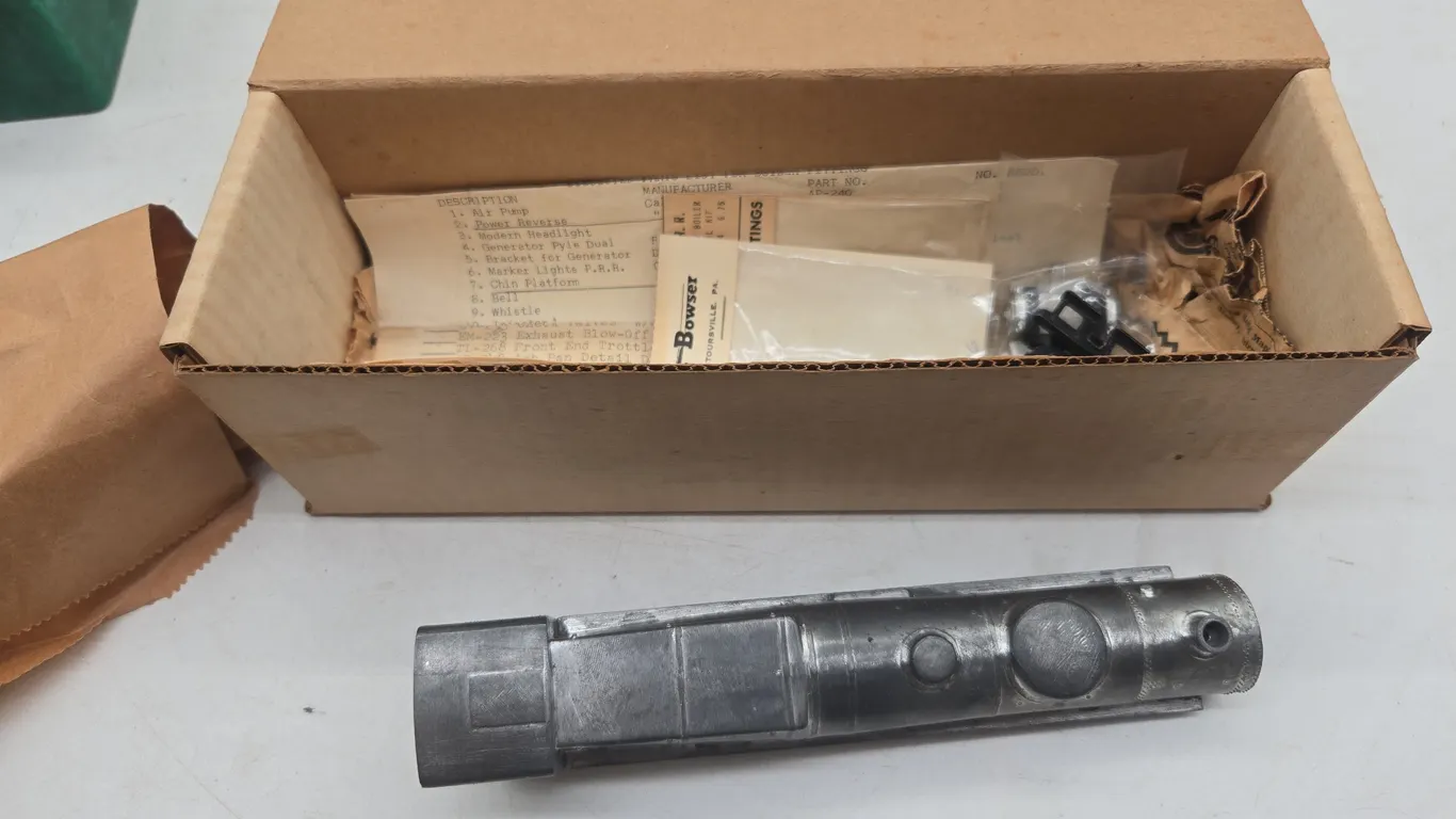 Vintage carry locomotive, works penn line, metal locomotive and original box