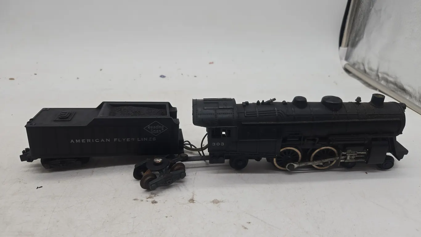 Vintage american flyer, number 303 locomotive.And tender