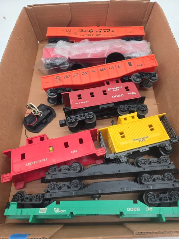 Assorted standard size train cars