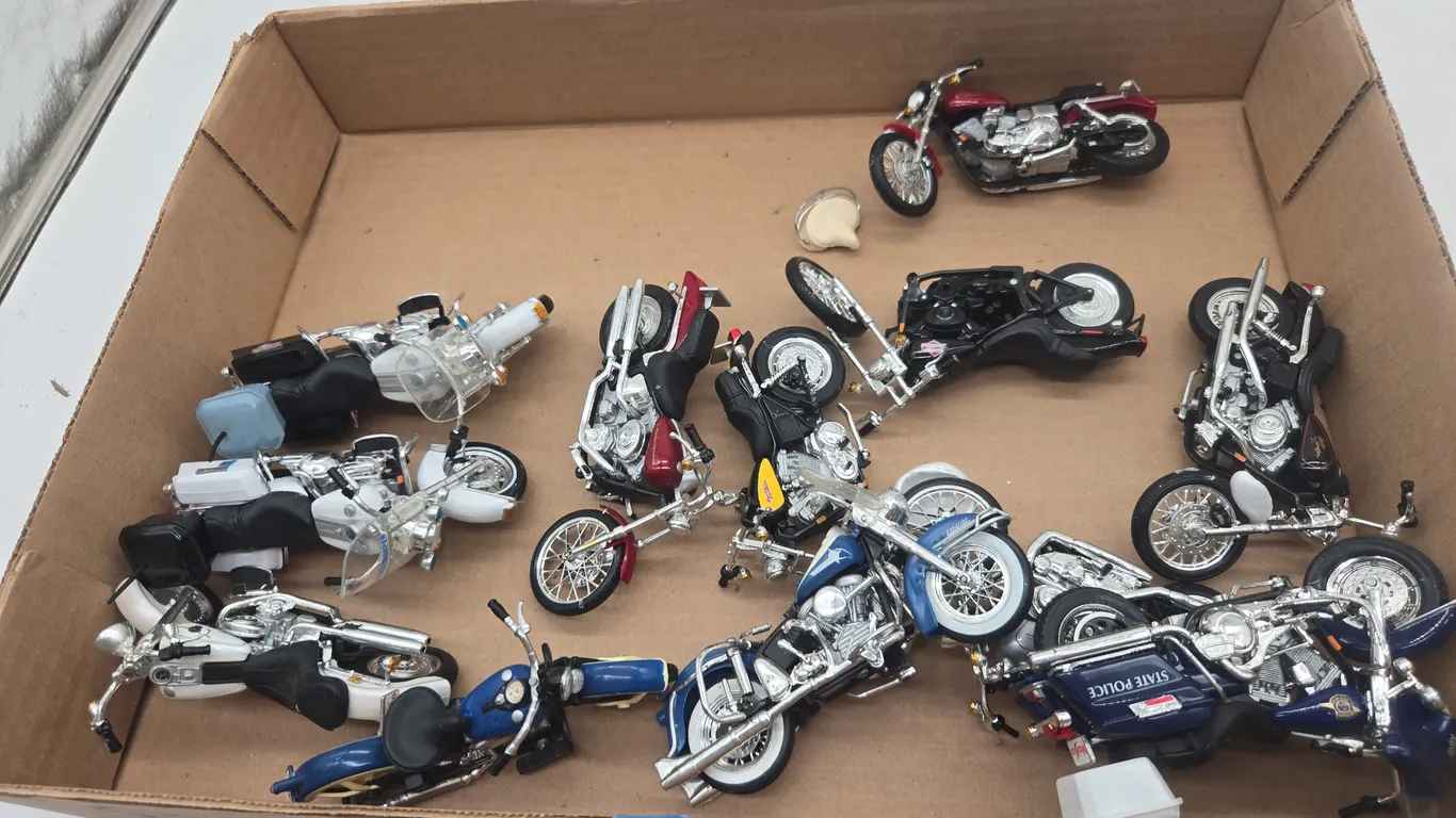 Large assortment of motorcycle models
