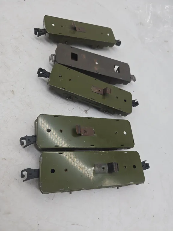 Vintage marxs brand army supply train transport cars