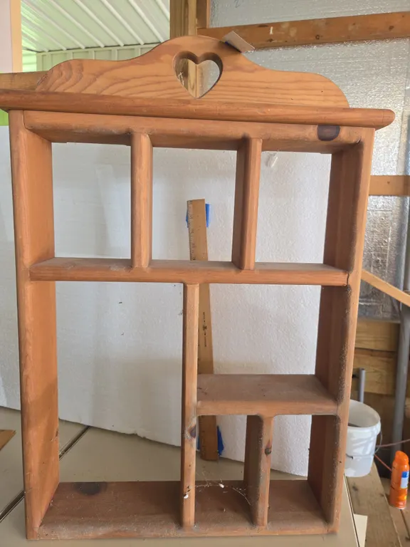 Wooden heart accented nick knack shelf