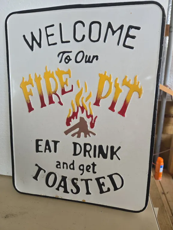 Welcome to our fire pit metal sign