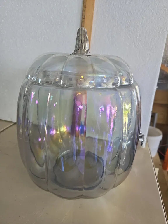 Glass two gallon pumpkin beverage dispenser