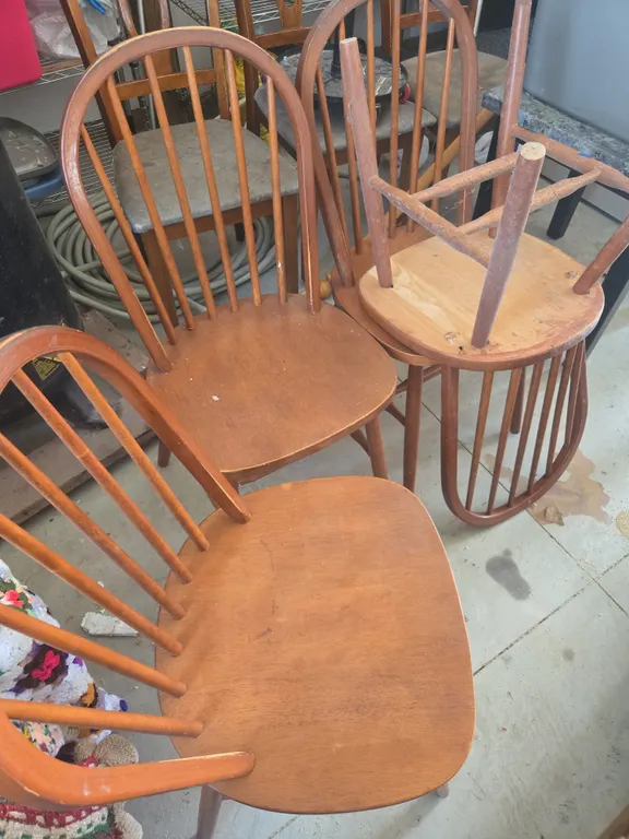 4 oak bent back kitchen chairs