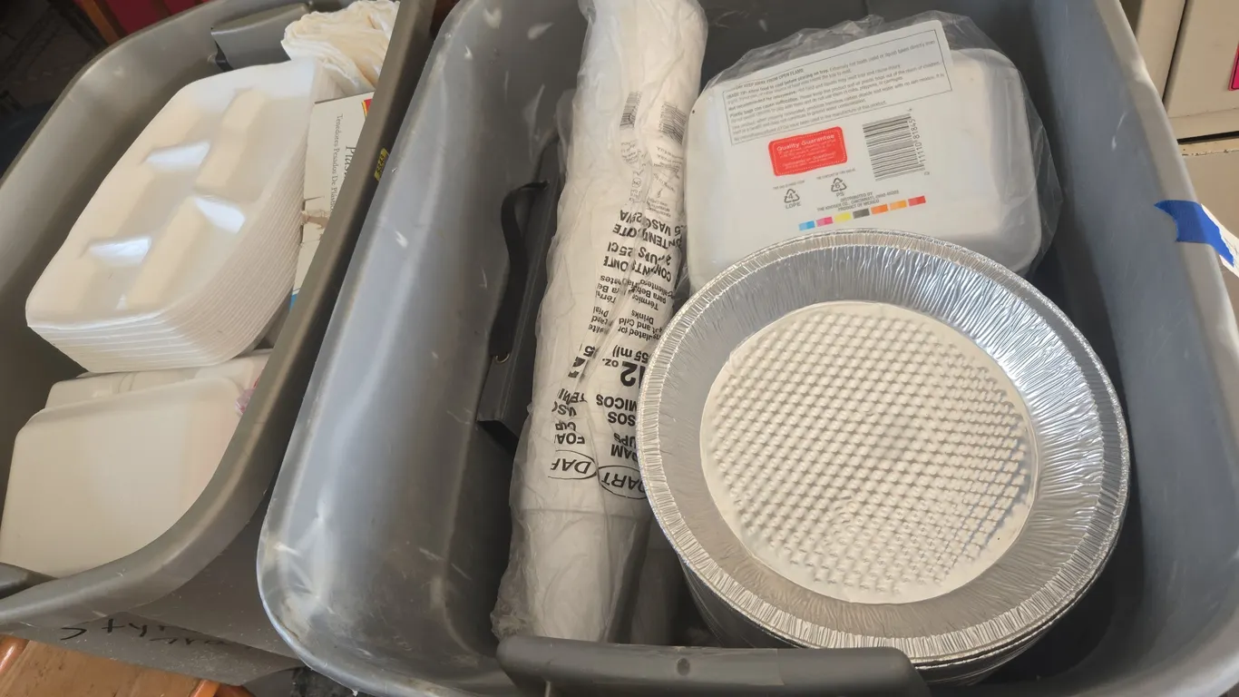 Large assortment of disposable kitchenware