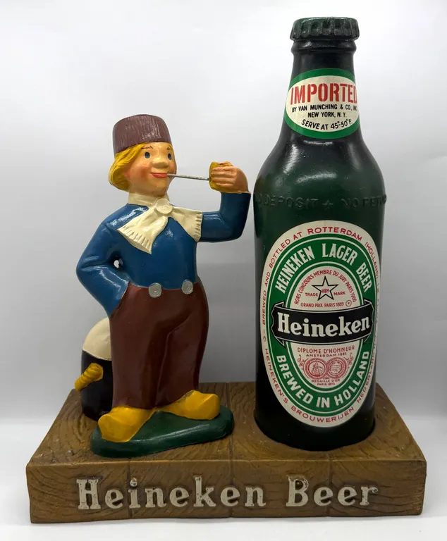 Heineken Beer Sign with Figurine Display