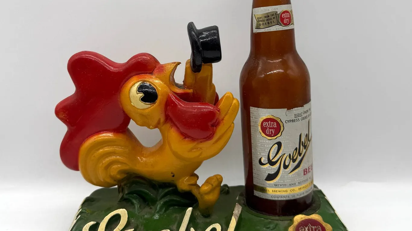 Goebel Extra Dry Beer Sign with Rooster Motif
