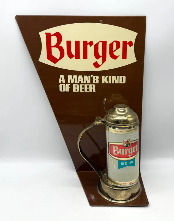 Burger Beer Sign with Metal Stein Feature