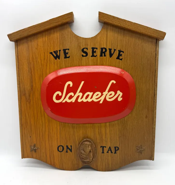 Schaefer Wooden Beer Sign With Raised Logo