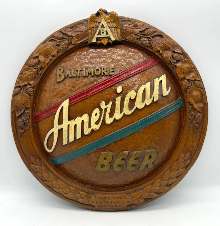 Baltimore American Beer Carved Wood Sign