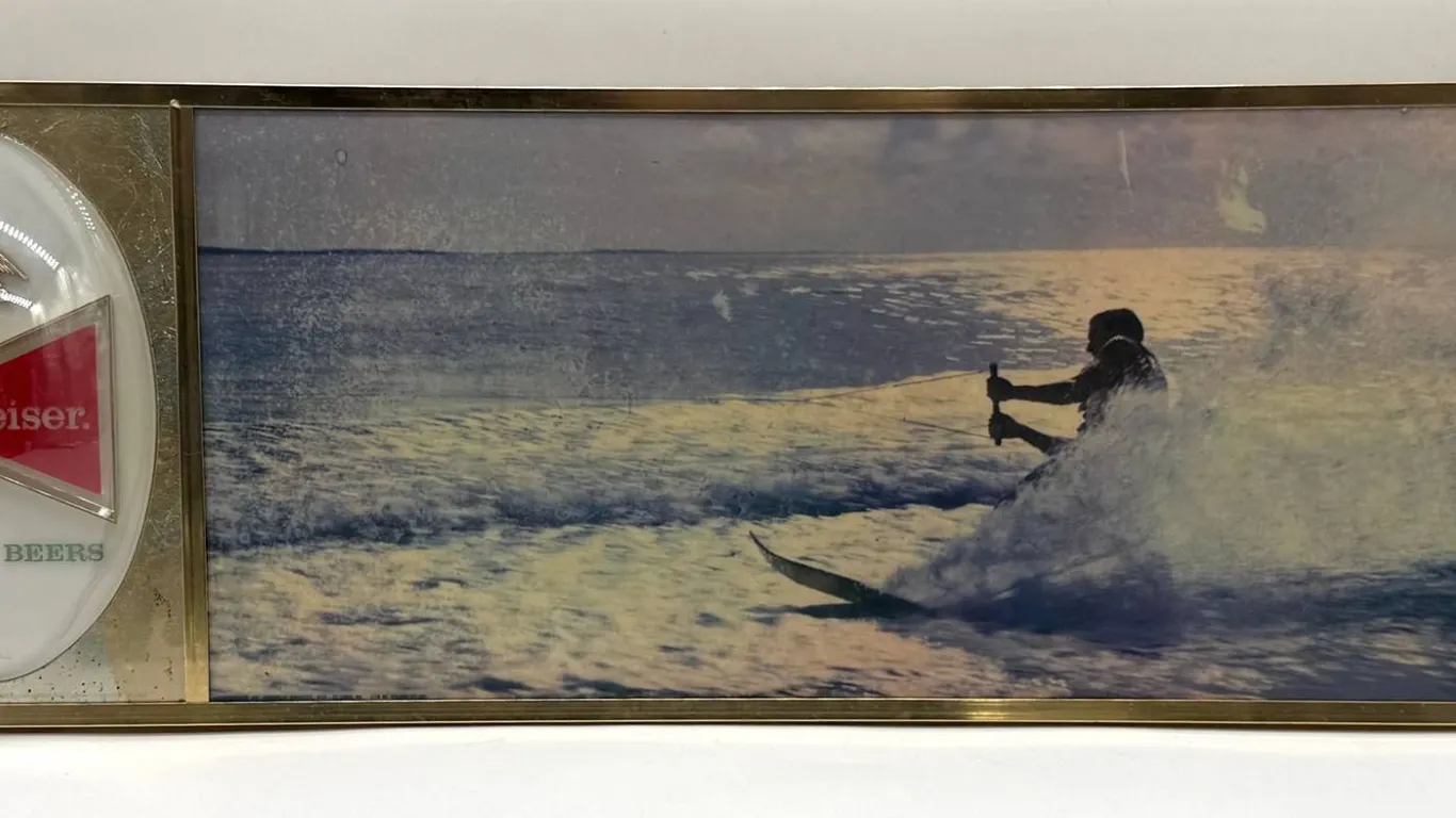 Budweiser Beer Light with Waterskiing Scene